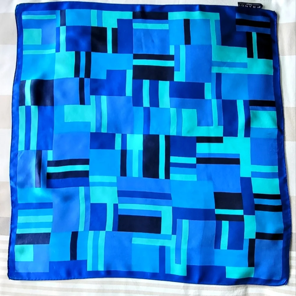 Art Of The Scarf Tie Rack Royal Blue/Turquoise Silk Sarf - Picture 1 of 4